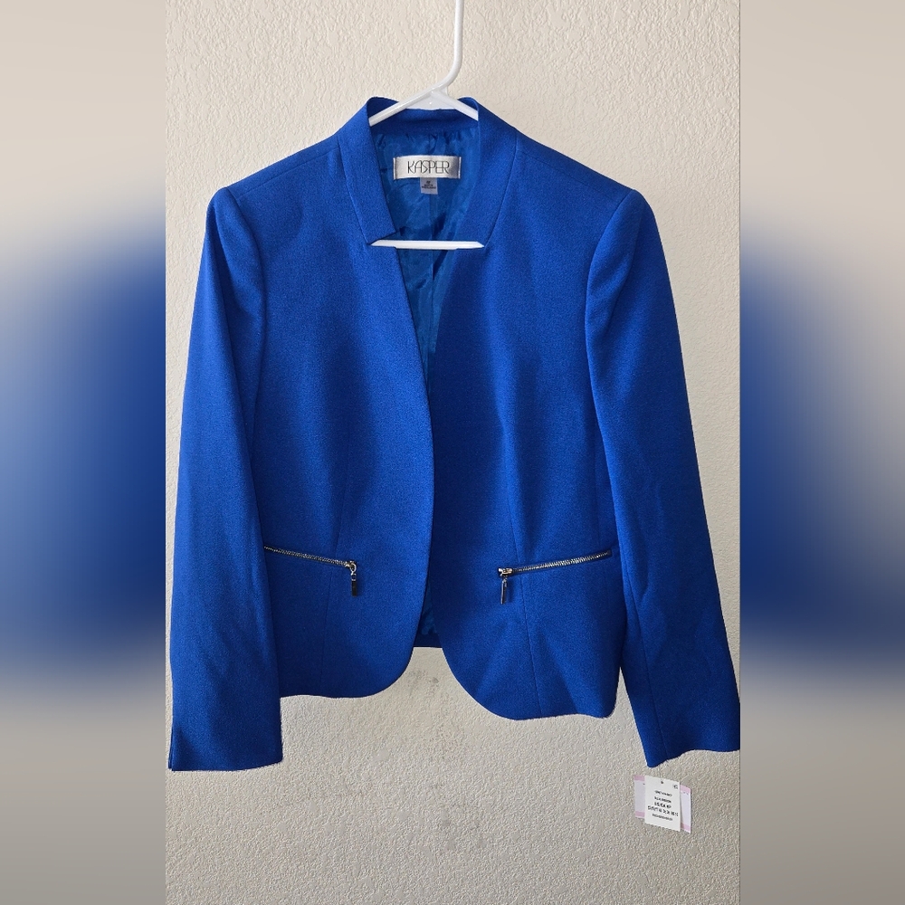 Blue Blazer with Zipper Pockets